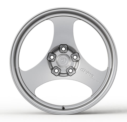 Silver alloy wheel on a white background