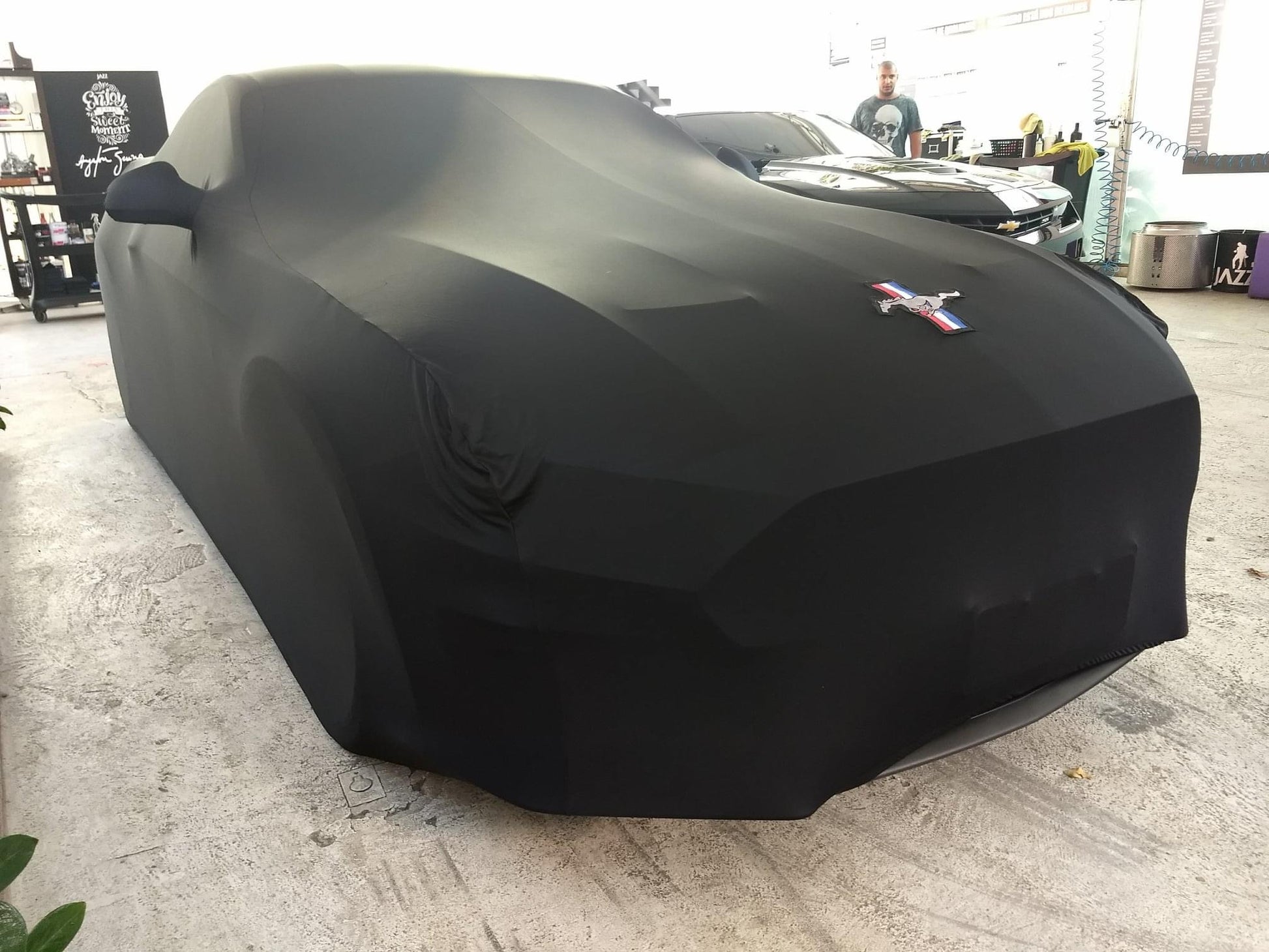 Ford Mustang with a custom cover