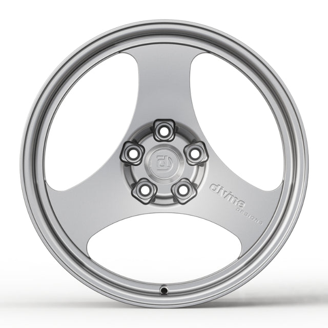 Silver alloy wheel on a white background