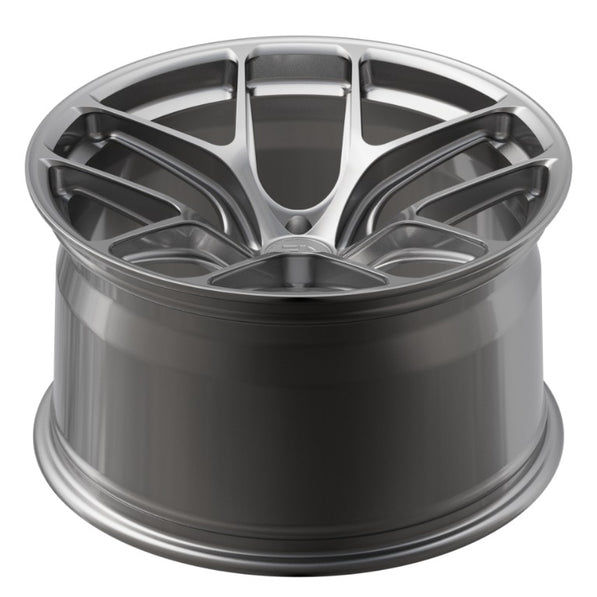 Gray alloy wheel rim on a white background