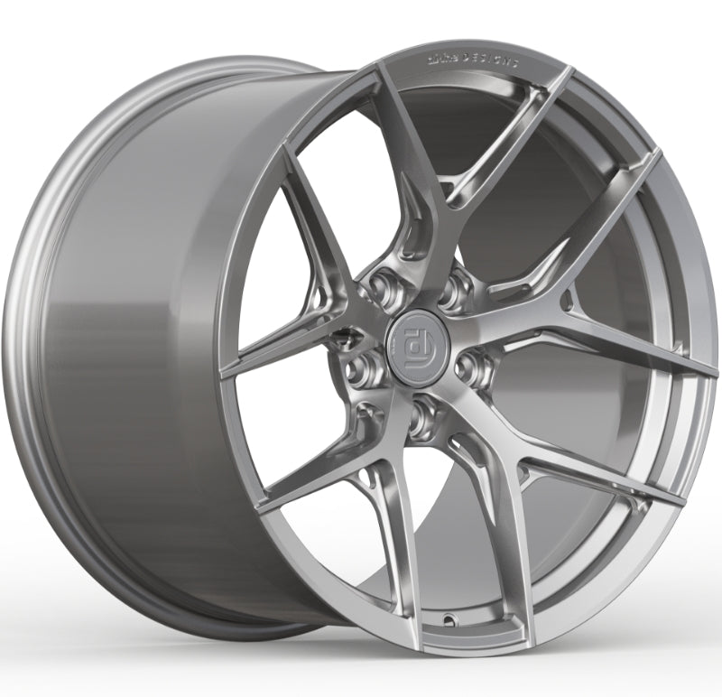 Silver alloy wheel on a white background