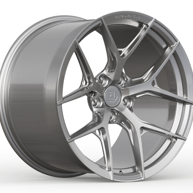 Silver alloy wheel on a white background