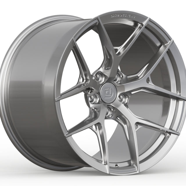 Silver alloy wheel on a white background